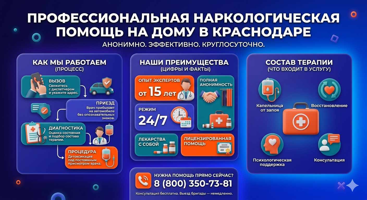 Инфографика о принципах лечения алкоголизма на дому в Мелеузе: этапы вызова нарколога, преимущества анонимной детоксикации и состав медицинской помощи.